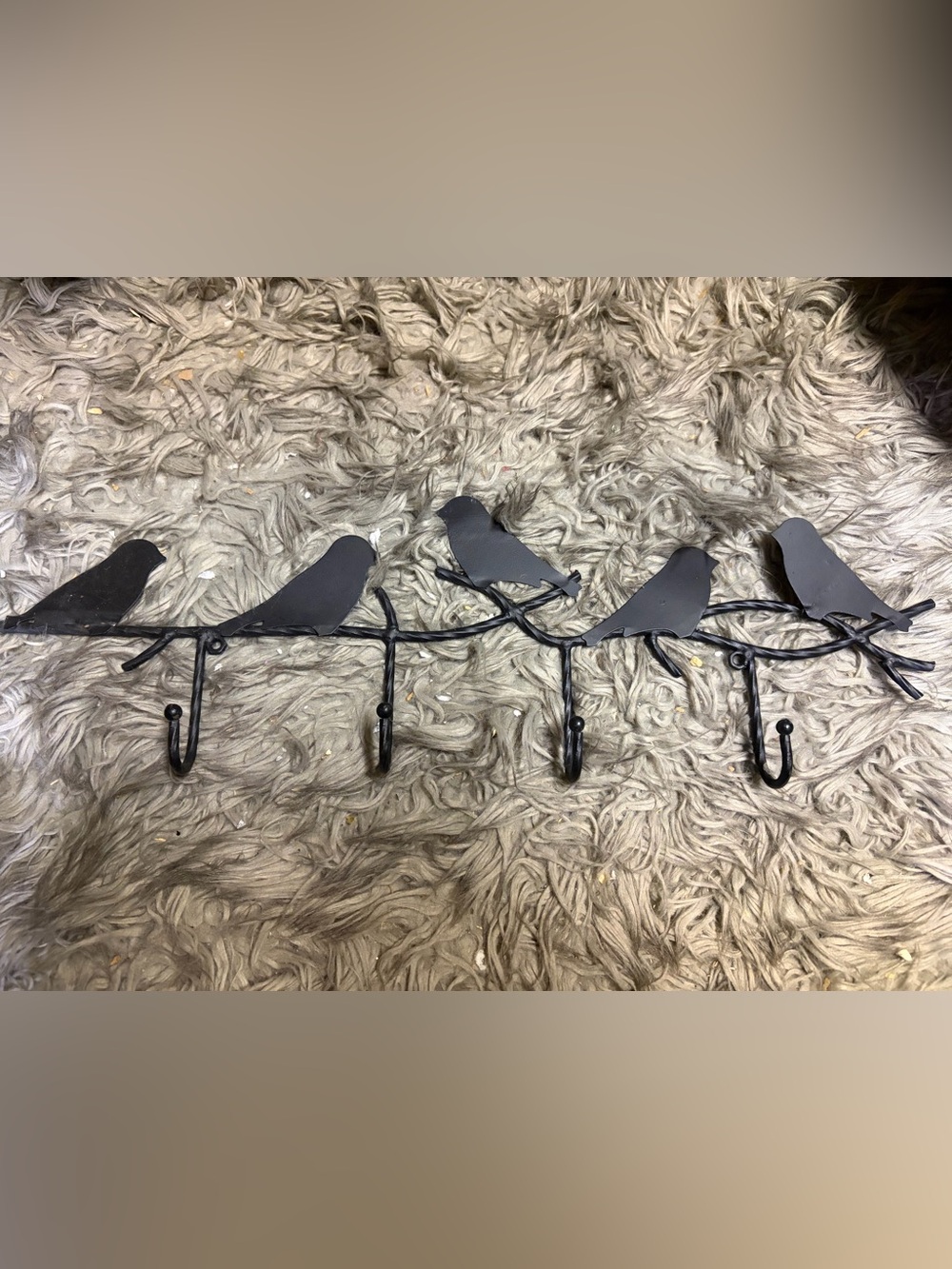 Decorative Bird Wall Hook Rack in Black